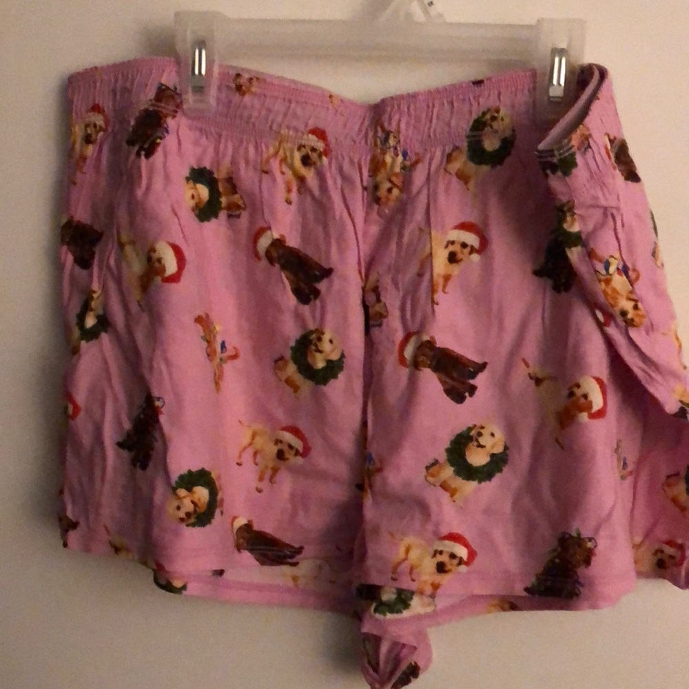 Pink Victoria’s Secret Christmas doggies pajama shorts XL